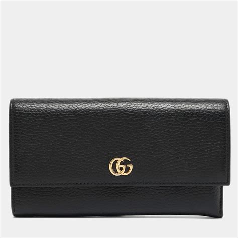 gucci acc 1000407198|Black Soft Leather GG Marmont Continental Wallet .